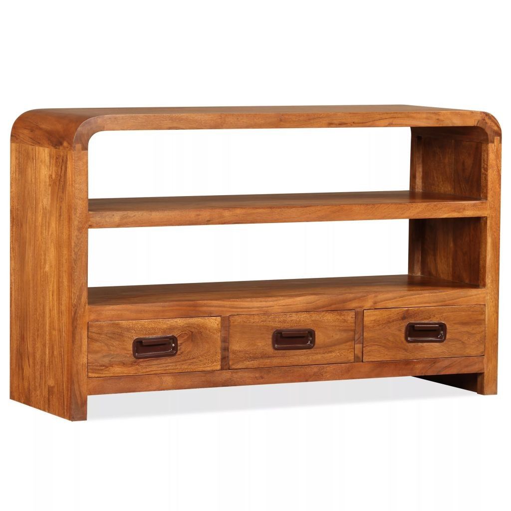 TV-taso Kiinteä puu seesamviimeistelyllä 90x30x55 cm - Ruskea - Kodintekstiilit & matot - Verhot
 - Kaihtimet
