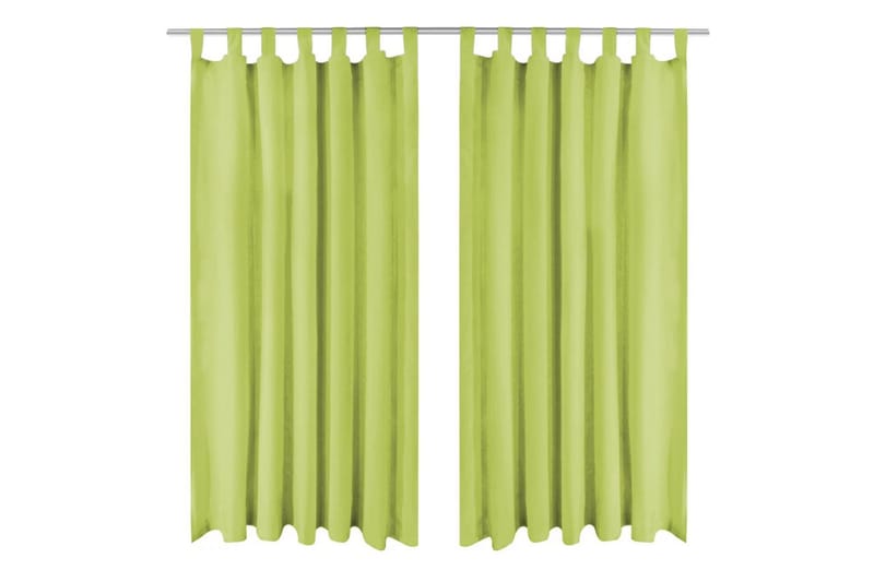 Mikro-satiiniverhot silmukoilla 2 kpl 140x245 cm Vihreä - Vihreä - Kodintekstiilit & matot - Verhot
 - Pimennysverhot