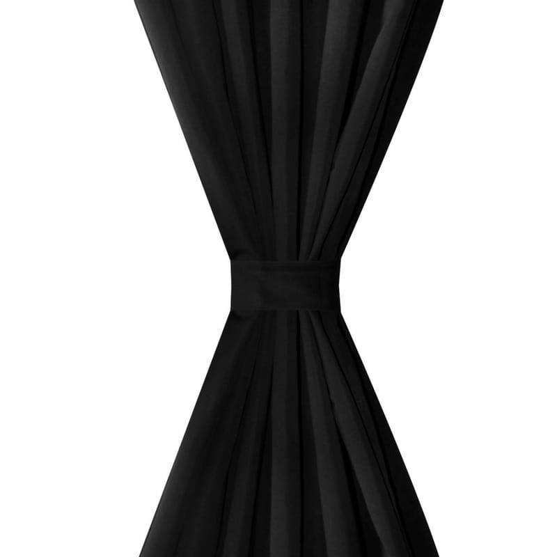 Mustat Mikro-Satiini Verhot Lenkeillä 2kpl 140 x 225 cm - Musta - Kodintekstiilit & matot - Verhot
 - Pimennysverhot