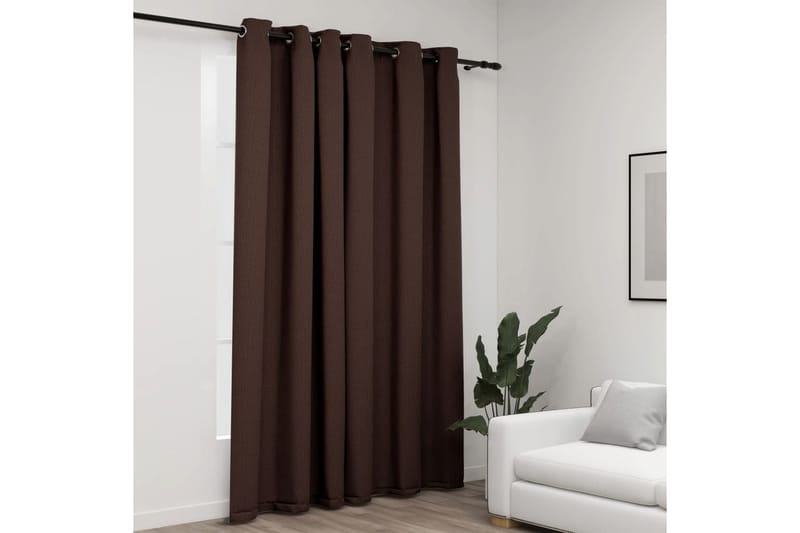 Pellavamainen pimennysverho purjerenkailla 290x245cm - Taupe - Kodintekstiilit & matot - Verhot
 - Pimennysverhot