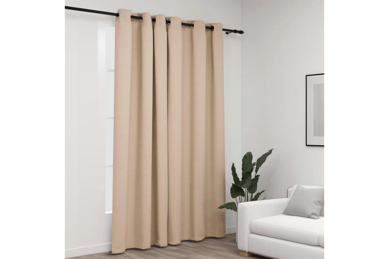 Pellavamainen pimennysverho purjerenkailla beige 290x245 cm - Beige - Kodintekstiilit & matot - Verhot
 - Pimennysverhot