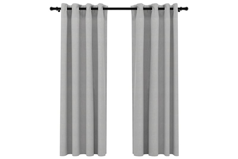 Pellavamaiset pimennysverhot renkailla 2kpl harmaa 140x175cm - Kodintekstiilit & matot - Verhot
 - Pimennysverhot