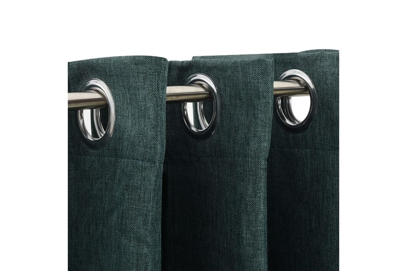 Pellavamaiset pimennysverhot renkailla 2kpl vihreä 140x245cm - Kodintekstiilit & matot - Verhot
 - Pimennysverhot