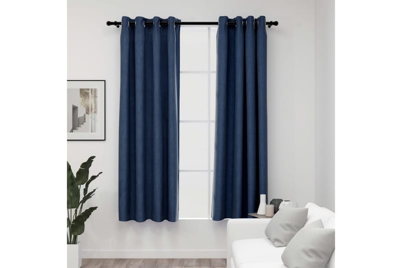 Pellavamaiset pimennysverhot renkailla 2 kpl 140x175 cm - Kodintekstiilit & matot - Verhot
 - Pimennysverhot
