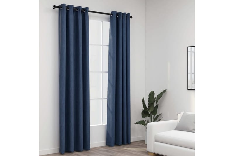 Pellavamaiset pimennysverhot renkailla 2 kpl 140x245 cm - Kodintekstiilit & matot - Verhot
 - Pimennysverhot