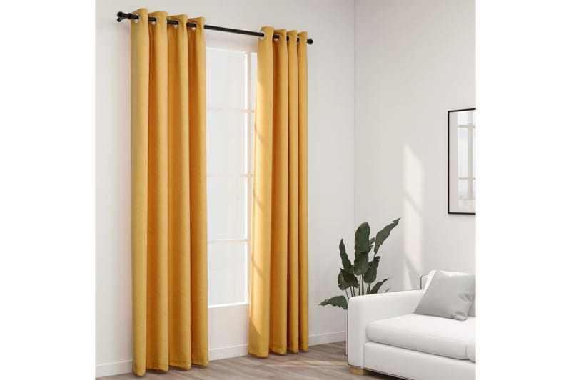 Pellavamaiset pimennysverhot renkailla 2kpl 140x225cm - Kodintekstiilit & matot - Verhot
 - Pimennysverhot