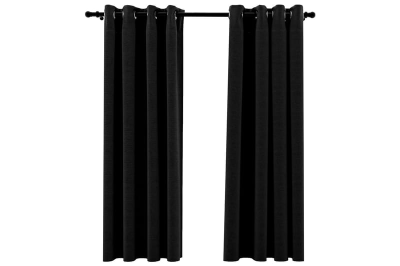 Pellavamaiset pimennysverhot 2 kpl antrasiitti 140x175 cm - Kodintekstiilit & matot - Verhot
 - Pimennysverhot