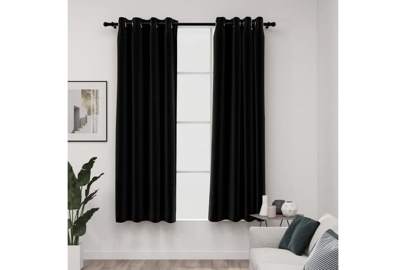 Pellavamaiset pimennysverhot 2 kpl antrasiitti 140x175 cm - Kodintekstiilit & matot - Verhot
 - Pimennysverhot