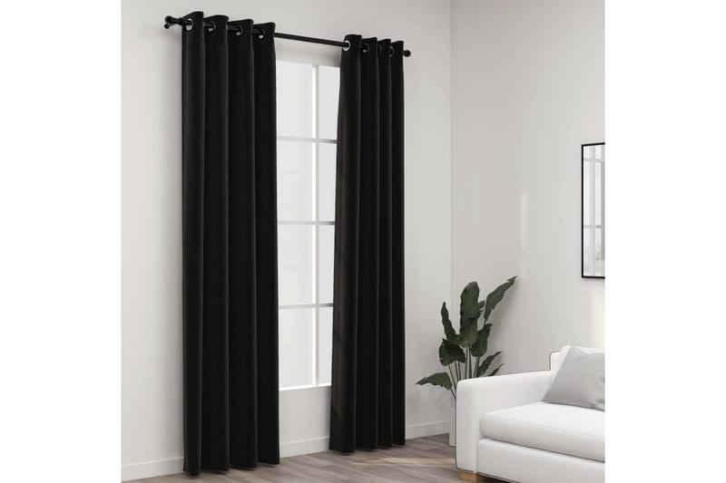 Pellavamaiset pimennysverhot 2 kpl antrasiitti 140x225 cm - Kodintekstiilit & matot - Verhot
 - Pimennysverhot