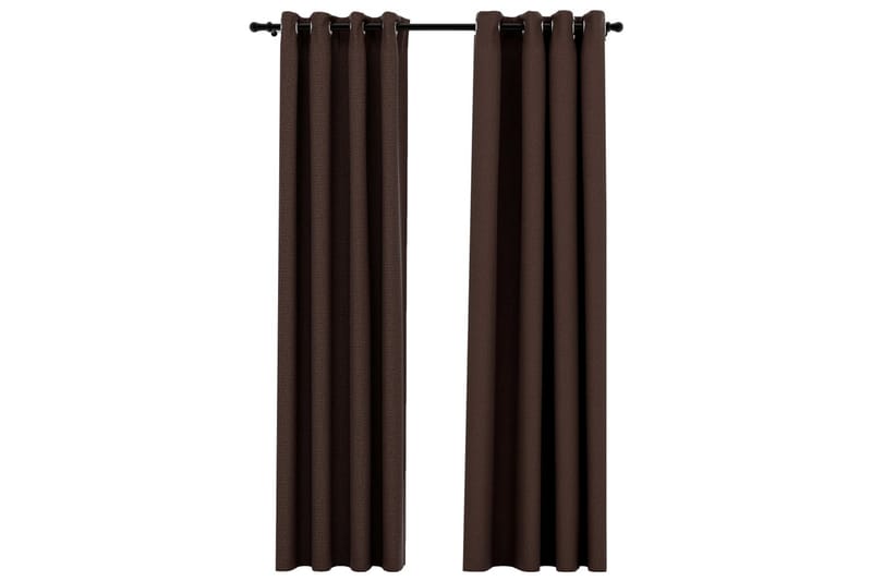 Pellavamaiset pimennysverhot renkailla 2kpl 140x225cm - Kodintekstiilit & matot - Verhot
 - Pimennysverhot