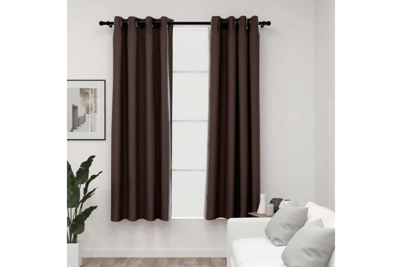 Pellavamaiset pimennysverhot renkailla 2kpl 140x175cm - Kodintekstiilit & matot - Verhot
 - Pimennysverhot