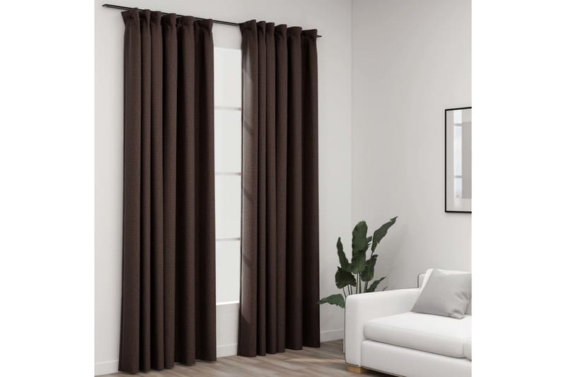 Pellavamaiset pimennysverhot koukuilla 2kpl 140x245cm - Kodintekstiilit & matot - Verhot
 - Pimennysverhot