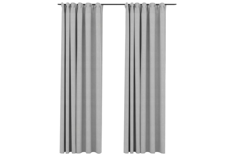 Pellavamaiset pimennysverhot koukuilla 2kpl harmaa 140x225cm - Kodintekstiilit & matot - Verhot
 - Pimennysverhot