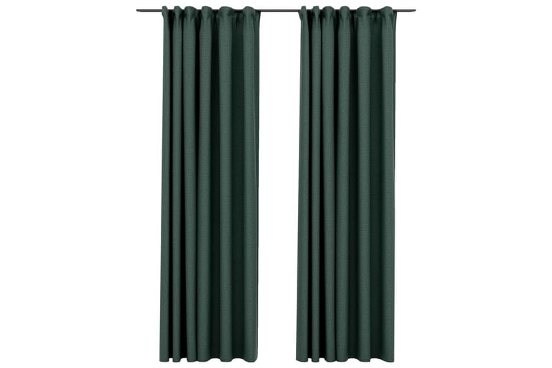 Pellavamaiset pimennysverhot koukuilla 2kpl vihreä 140x225cm - Kodintekstiilit & matot - Verhot
 - Pimennysverhot