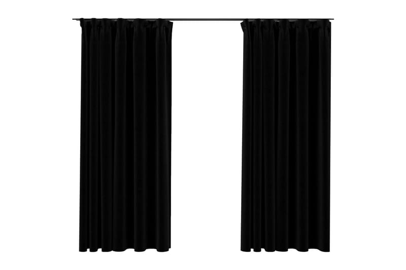 Pellavamaiset pimennysverhot koukuilla 2 kpl musta 140x175cm - Kodintekstiilit & matot - Verhot
 - Pimennysverhot