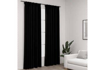 Pellavamaiset pimennysverhot koukuilla 2 kpl musta 140x245cm - Kodintekstiilit & matot - Verhot
 - Pimennysverhot