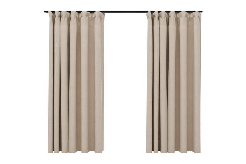 Pellavamaiset pimennysverhot koukuilla 2 kpl beige 140x175cm - Kodintekstiilit & matot - Verhot
 - Pimennysverhot