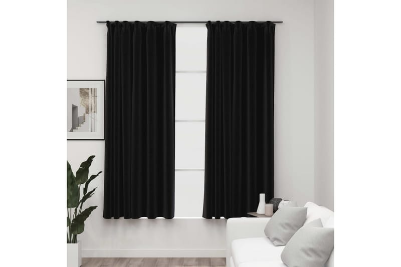 Pellavamaiset pimennysverhot koukuilla 2 kpl 140x175 cm - Kodintekstiilit & matot - Verhot
 - Pimennysverhot