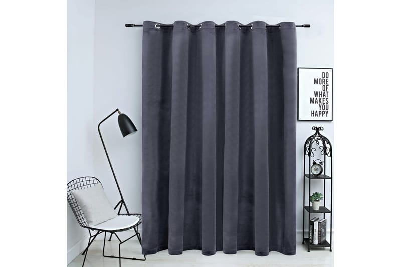 Pimennysverho metallirenkailla sametti antrasiitti 290x245cm - Harmaa - Kodintekstiilit & matot - Verhot
 - Pimennysverhot
