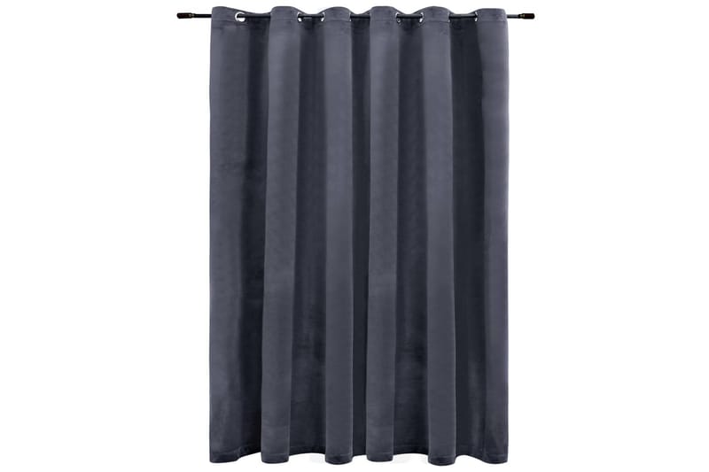 Pimennysverho metallirenkailla sametti antrasiitti 290x245cm - Harmaa - Kodintekstiilit & matot - Verhot
 - Pimennysverhot