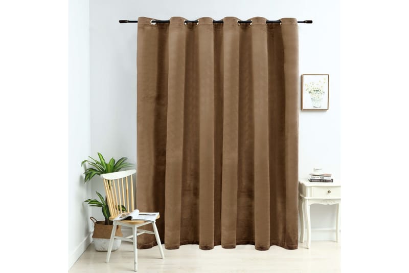 Pimennysverho metallirenkailla sametti beige 290x245 cm - Beige - Kodintekstiilit & matot - Verhot
 - Pimennysverhot