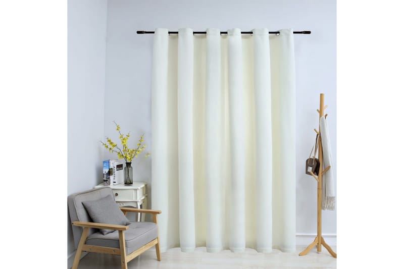 Pimennysverho metallirenkailla sametti kerma 290x245 cm - Kerma - Kodintekstiilit & matot - Verhot
 - Pimennysverhot