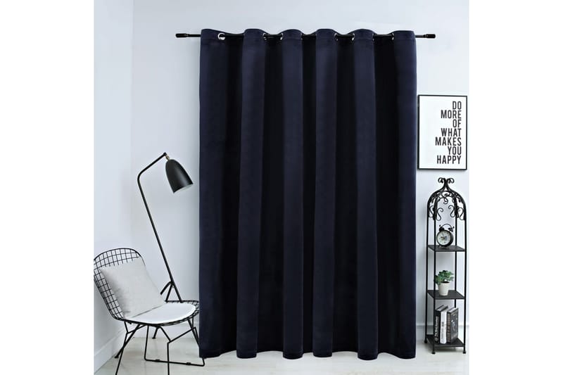 Pimennysverho metallirenkailla sametti musta 290x245 cm - Musta - Kodintekstiilit & matot - Verhot
 - Pimennysverhot
