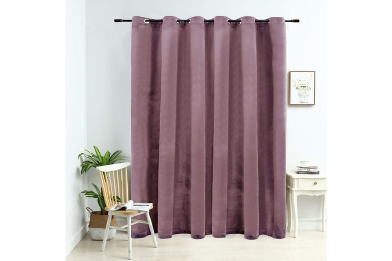 Pimennysverho metallirenkailla sametti pinkki 290x245 cm - Pinkki - Kodintekstiilit & matot - Verhot
 - Pimennysverhot
