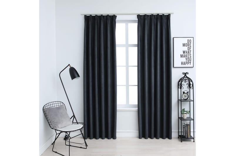 Pimennysverhot koukuilla 2 kpl antrasiitti 140x175 cm - Harmaa - Kodintekstiilit & matot - Verhot
 - Pimennysverhot