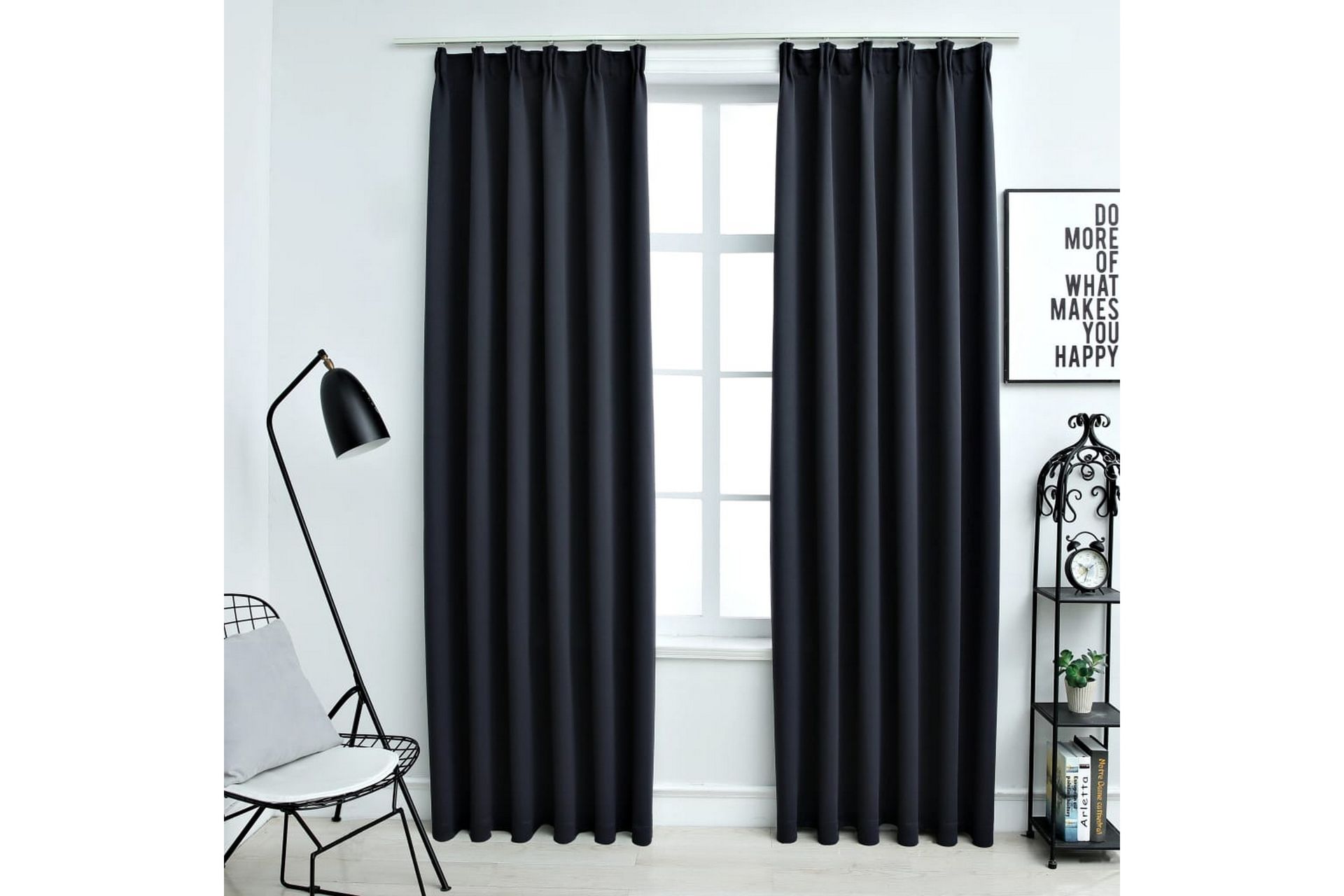 Pimennysverhot koukuilla 2 kpl antrasiitti 140x225 cm - Harmaa - Kodintekstiilit & matot - Verhot
 - Pimennysverhot