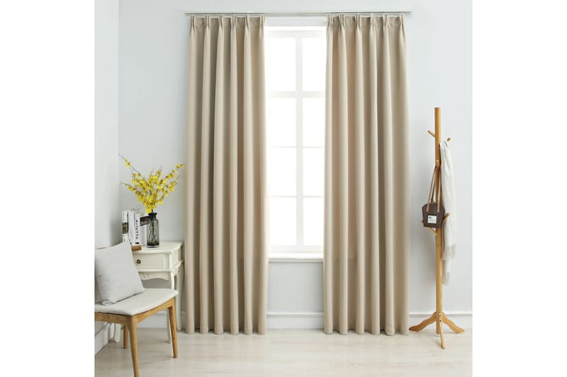 Pimennysverhot koukuilla 2 kpl beige 140x175 cm - Beige - Pimennysverhot - Verhot