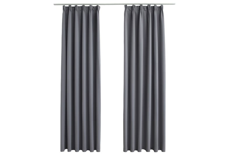 Pimennysverhot koukuilla 2 kpl harmaa 140x175 cm - Harmaa - Kodintekstiilit & matot - Verhot
 - Pimennysverhot