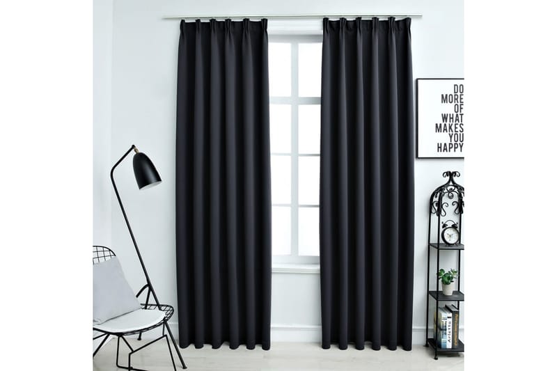Pimennysverhot koukuilla 2 kpl musta 140x225 cm - Musta - Kodintekstiilit & matot - Verhot
 - Pimennysverhot