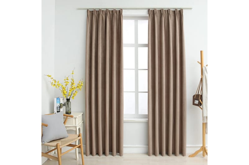 Pimennysverhot koukuilla 2 kpl ruskeanharmaa 140x175 cm - Taupe - Pimennysverhot - Verhot