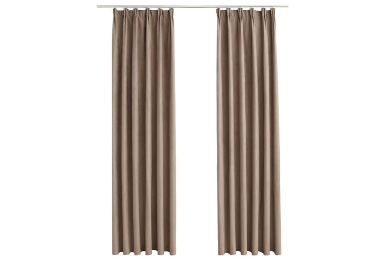 Pimennysverhot koukuilla 2 kpl ruskeanharmaa 140x225 cm - Taupe - Kodintekstiilit & matot - Verhot
 - Pimennysverhot