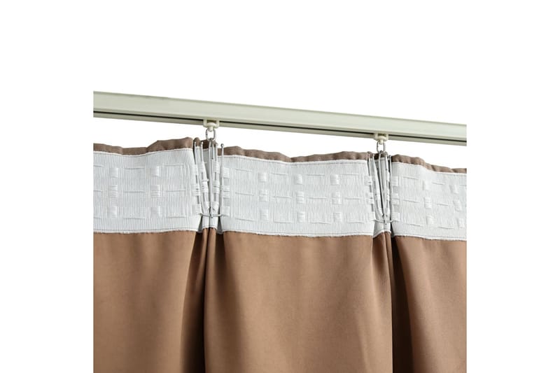 Pimennysverhot koukuilla 2 kpl ruskeanharmaa 140x225 cm - Taupe - Kodintekstiilit & matot - Verhot
 - Pimennysverhot