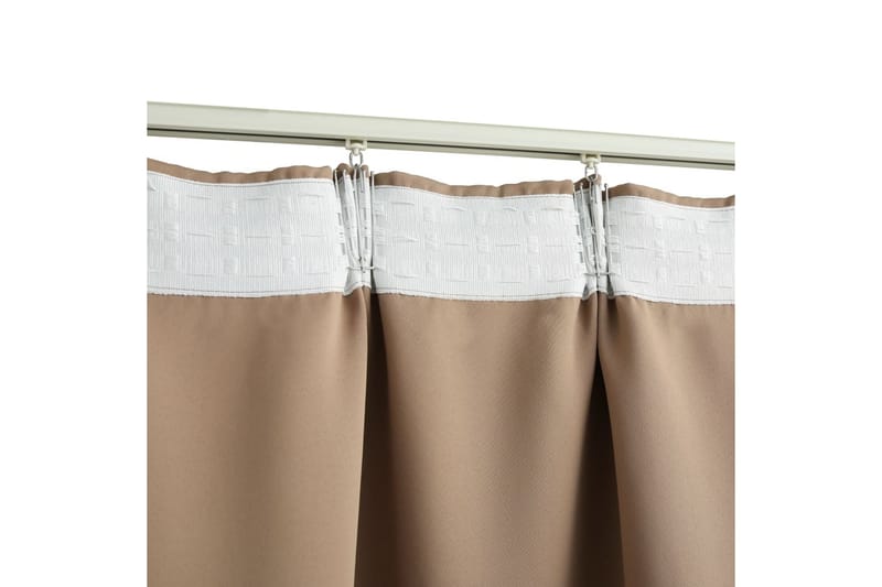 Pimennysverhot koukuilla 2 kpl ruskeanharmaa 140x225 cm - Taupe - Kodintekstiilit & matot - Verhot
 - Pimennysverhot