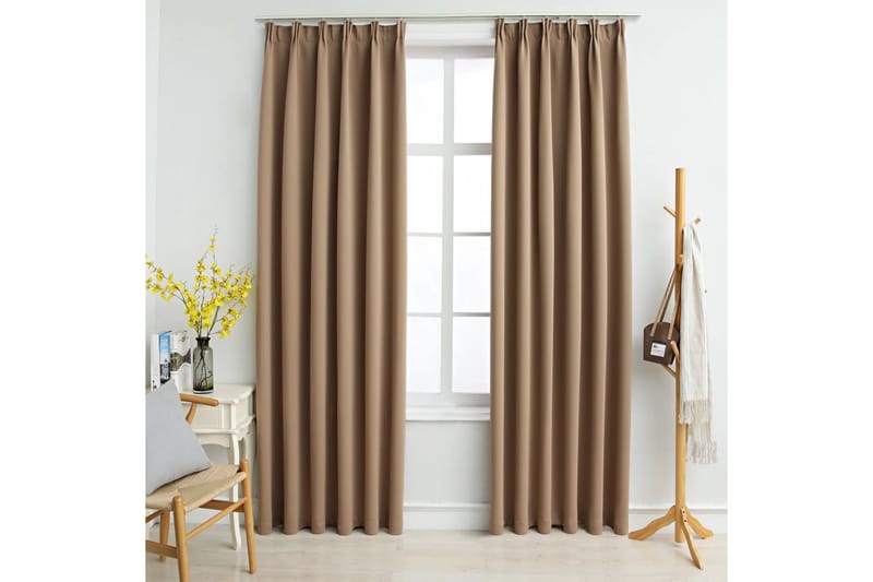 Pimennysverhot koukuilla 2 kpl ruskeanharmaa 140x245 cm - Ruskea - Kodintekstiilit & matot - Verhot
 - Pimennysverhot