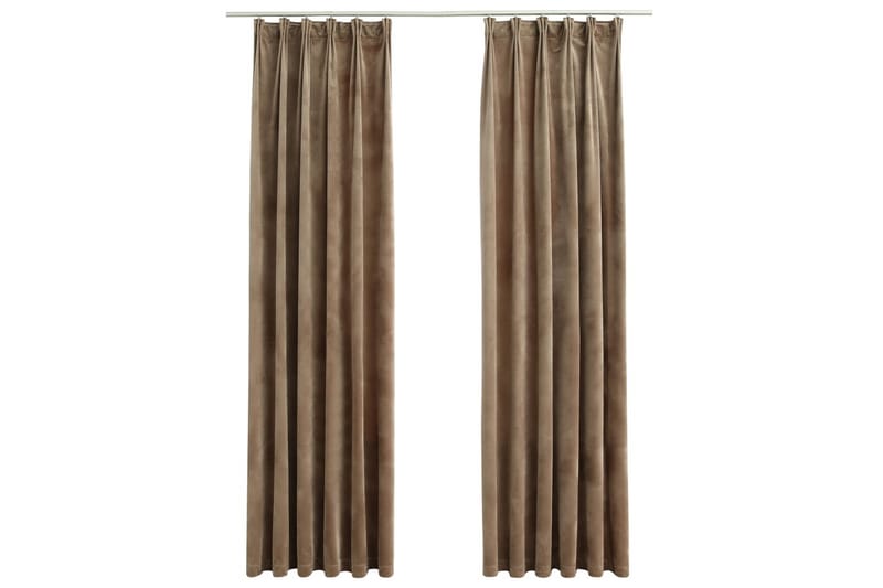 Pimennysverhot koukuilla 2 kpl sametti beige 140x245 cm - Beige - Pimennysverhot - Verhot