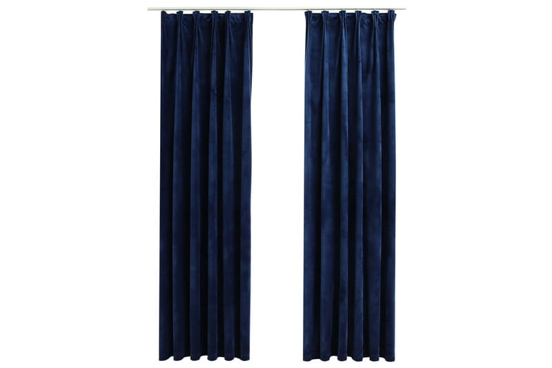 Pimennysverhot koukuilla 2kpl sametti 140x245cm - Sininen - Kodintekstiilit & matot - Verhot
 - Pimennysverhot