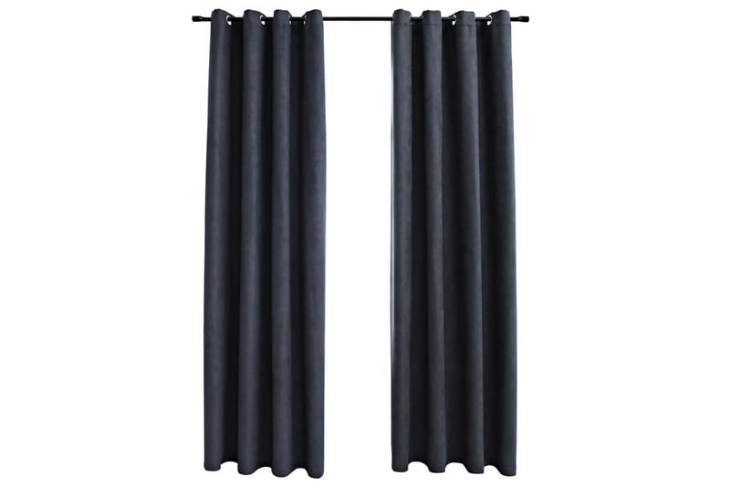 Pimennysverhot metallirenkailla 2 kpl antrasiitti 140x175 cm - Harmaa - Kodintekstiilit & matot - Verhot
 - Pimennysverhot