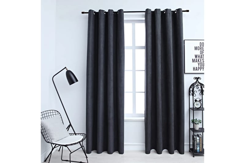 Pimennysverhot metallirenkailla 2 kpl antrasiitti 140x245 cm - Harmaa - Kodintekstiilit & matot - Verhot
 - Pimennysverhot