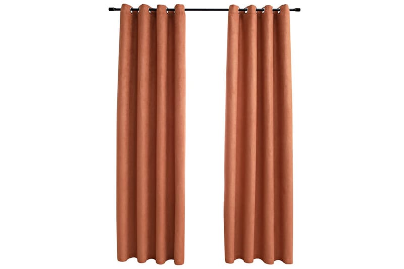 Pimennysverhot metallirenkailla 2 kpl ruoste 140x175 cm - Oranssi - Pimennysverhot - Verhot