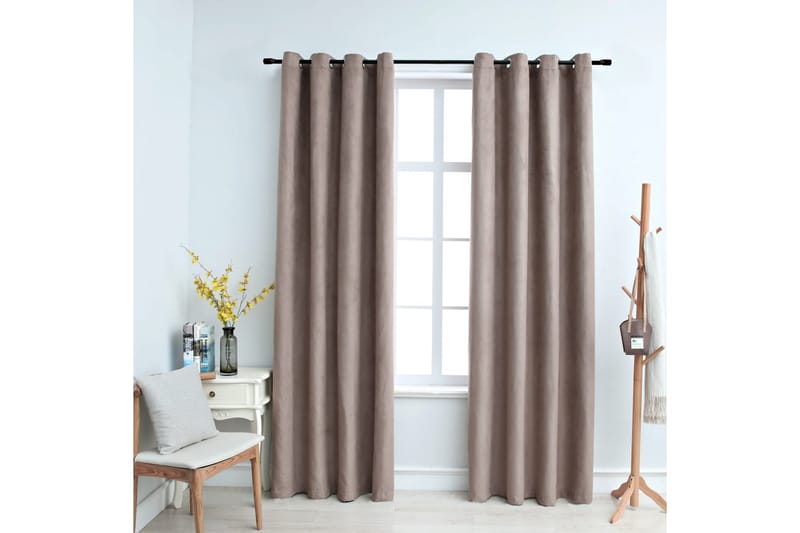 Pimennysverhot metallirenkailla 2kpl ruskeanharmaa 140x175cm - Ruskea - Kodintekstiilit & matot - Verhot
 - Pimennysverhot