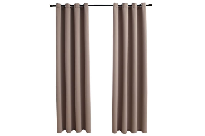 Pimennysverhot metallirenkailla 2kpl ruskeanharmaa 140x245cm - Taupe - Kodintekstiilit & matot - Verhot
 - Pimennysverhot