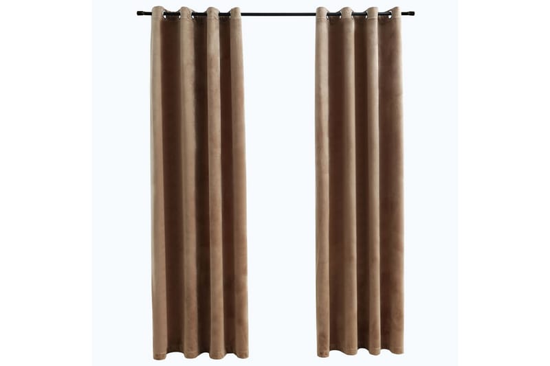 Pimennysverhot renkailla 2 kpl sametti beige 140x225 cm - Beige - Kodintekstiilit & matot - Verhot
 - Pimennysverhot
