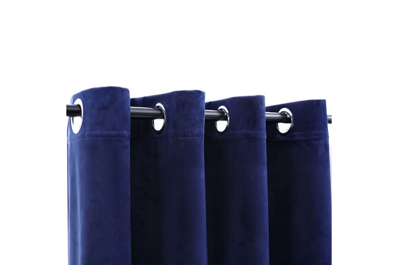 Pimennysverhot renkailla 2kpl sametti 140x225cm - Sininen - Kodintekstiilit & matot - Verhot
 - Pimennysverhot