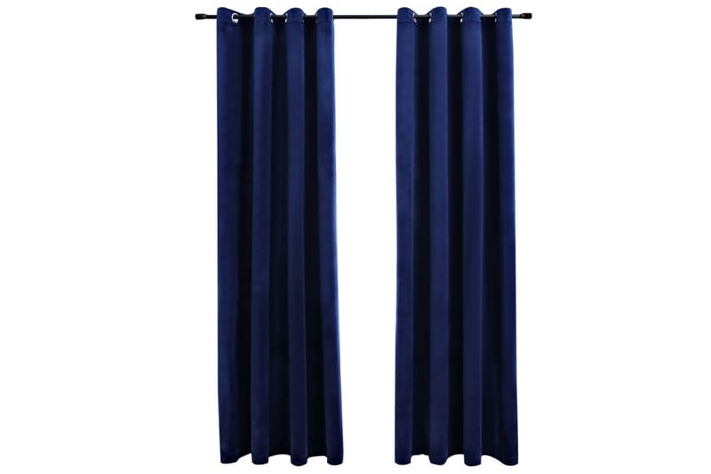 Pimennysverhot renkailla 2kpl sametti 140x245cm - Sininen - Kodintekstiilit & matot - Verhot
 - Pimennysverhot