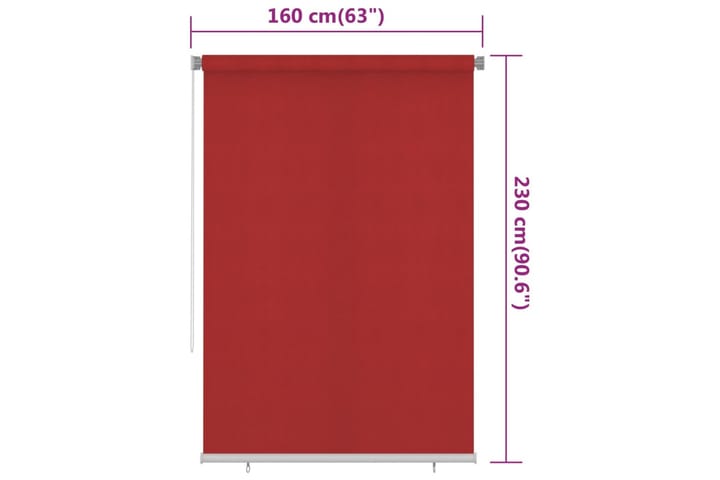 Rullaverho ulkotiloihin 160x230 cm punainen HDPE - Punainen - Verhot
 - Rullaverho