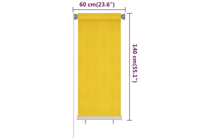 Rullaverho ulkotiloihin 60x140 cm keltainen HDPE - Keltainen - Verhot
 - Rullaverho